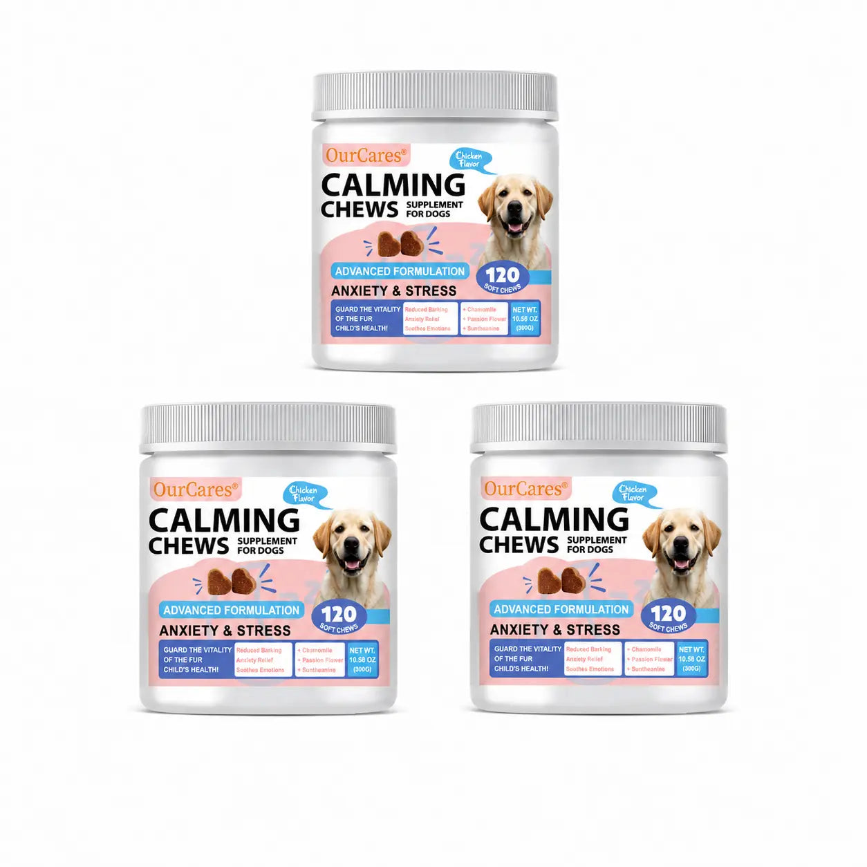 OURCARES Calming Bites for Dogs, Dog Composure & Calming Chews, Relief Soft Chew Pet Treats for Everyday Stress Support