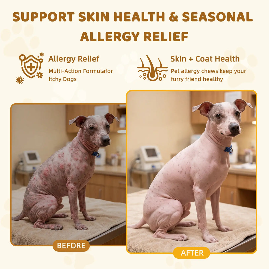 Hipypaw Dog Allergy Support Chews-Natural Gut & Immune Support for Dogs Probiotics & Herbal Formula - 100 Chews