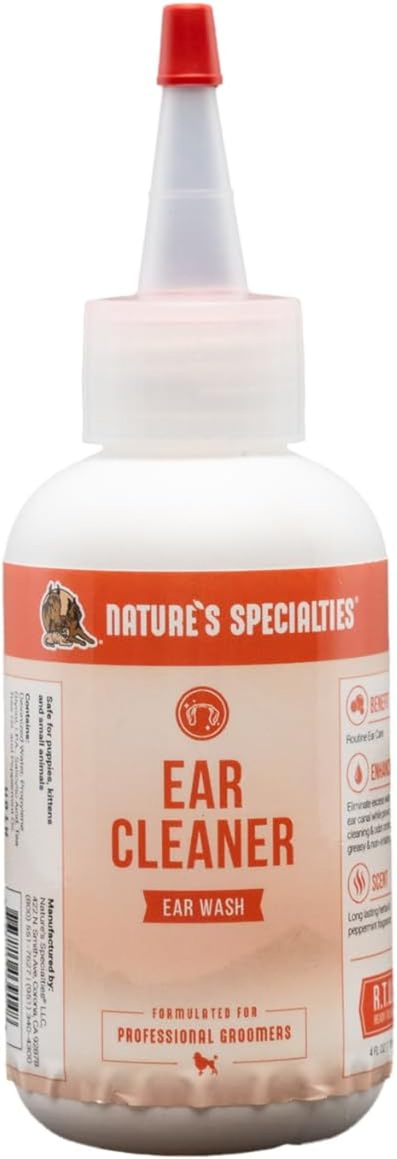 Dog Ear Cleaner Medicated Solution Non-Greasy Non-Irritation Made in USA Non-Toxic, 4 Ounces