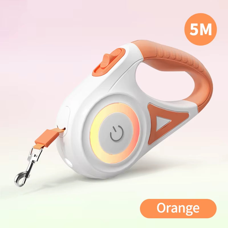 5M Automatic Dog Leash Retractable LED Luminous Leading Fashion Light Straps for Dog Puppy Pet Flexi Walking Running Lead