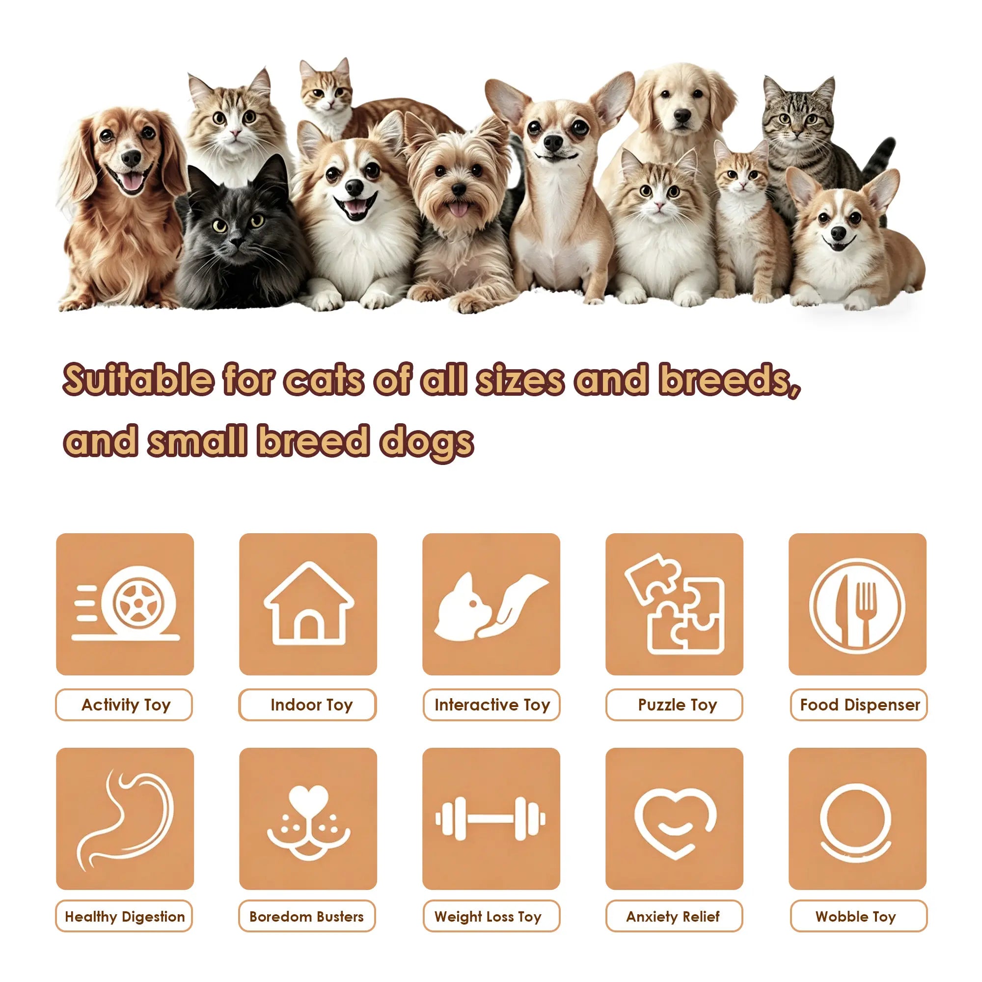 Cat & Small Dog Puzzle Food Dispensing Ball Slow Feeder Toy - Food Feeders for Boredom Relief, Interactive Treat Dispensing, Slow Eating & Enrichment