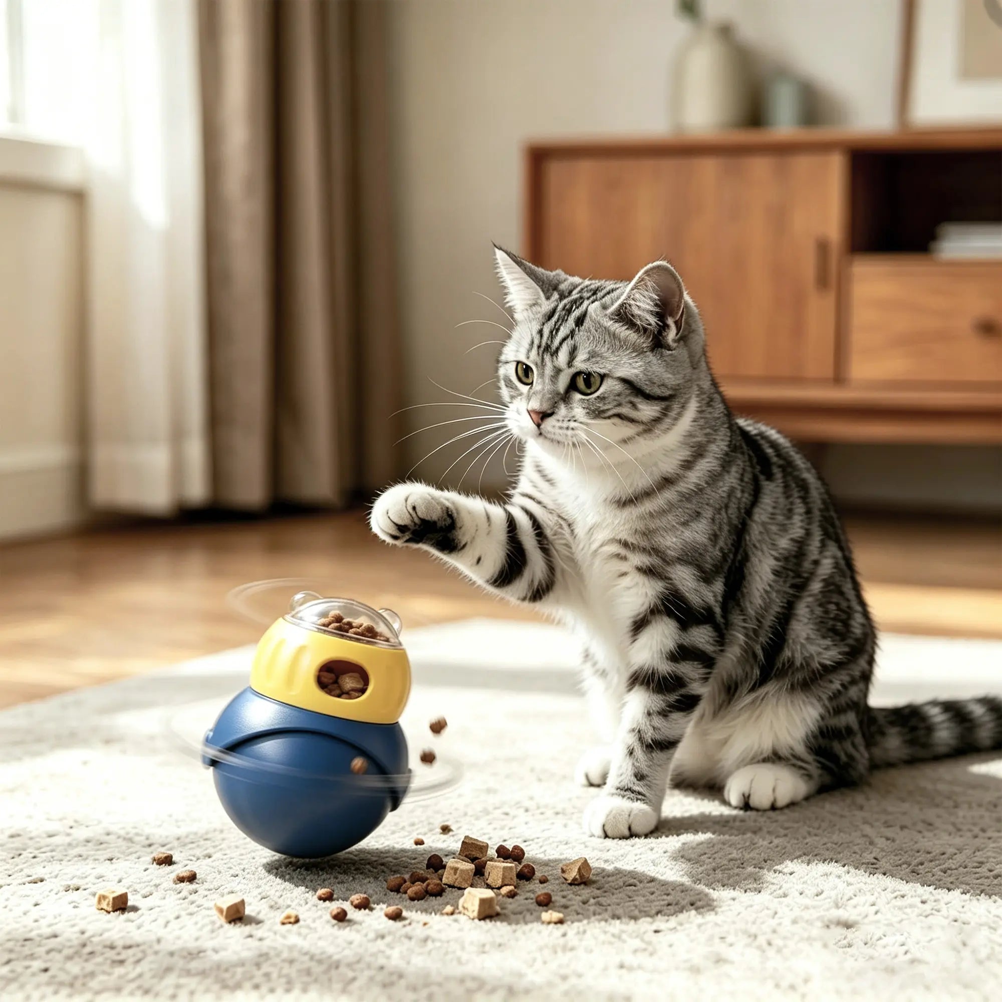 Cat & Small Dog Puzzle Food Dispensing Ball Slow Feeder Toy - Food Feeders for Boredom Relief, Interactive Treat Dispensing, Slow Eating & Enrichment