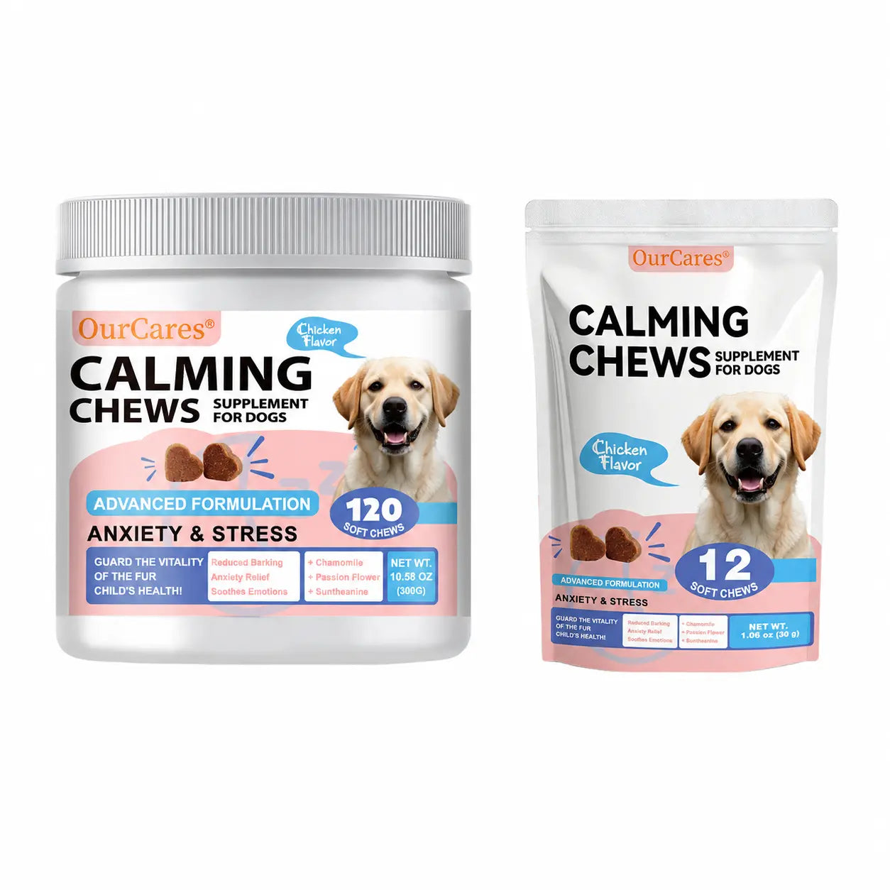OURCARES Calming Bites for Dogs, Dog Composure & Calming Chews, Relief Soft Chew Pet Treats for Everyday Stress Support