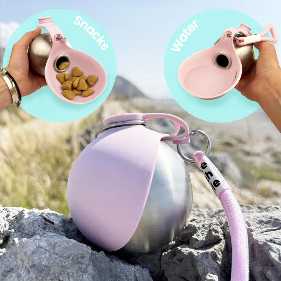 Portable Outdoor Pet Stainless Steel Water Cup Dog Water Bottle with Bowl for Pets - Stainless Steel Safe Food-Grade Silicone