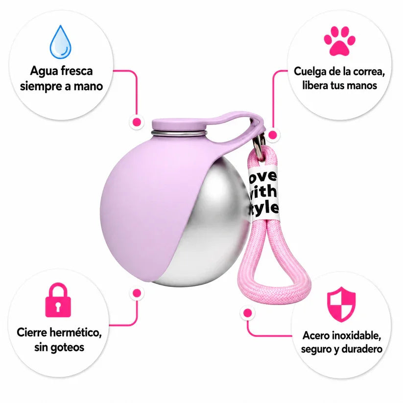 Portable Outdoor Pet Stainless Steel Water Cup Dog Water Bottle with Bowl for Pets - Stainless Steel Safe Food-Grade Silicone