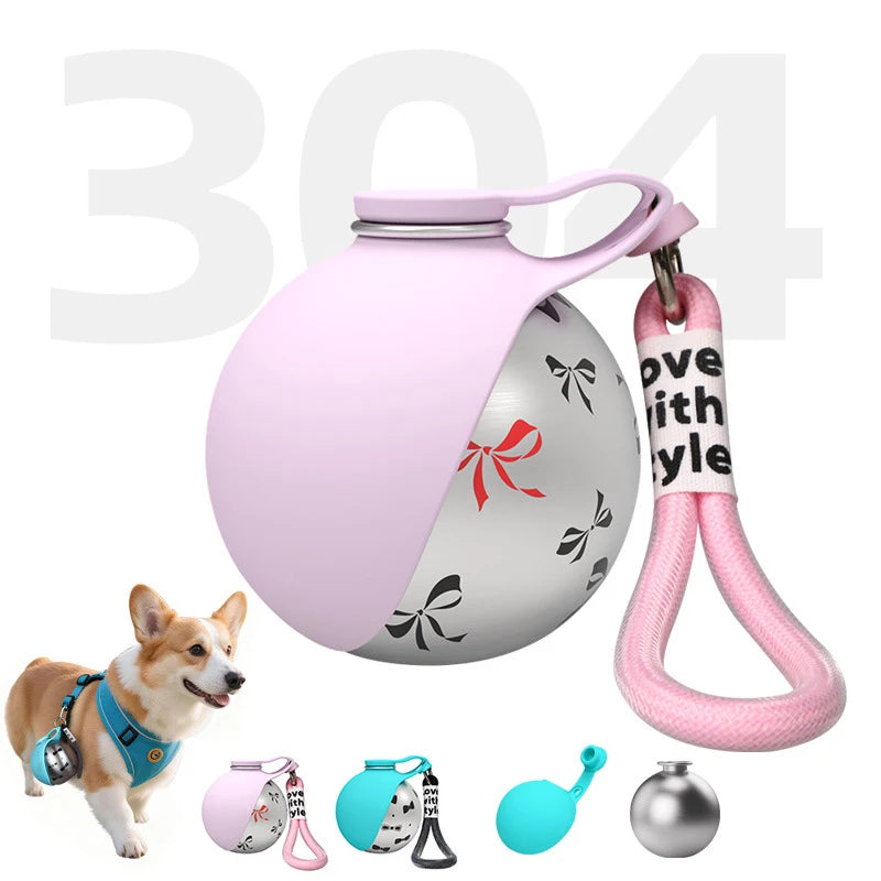 Portable Outdoor Pet Stainless Steel Water Cup Dog Water Bottle with Bowl for Pets - Stainless Steel Safe Food-Grade Silicone